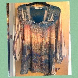 Boho Peasant Top W/Paisley design